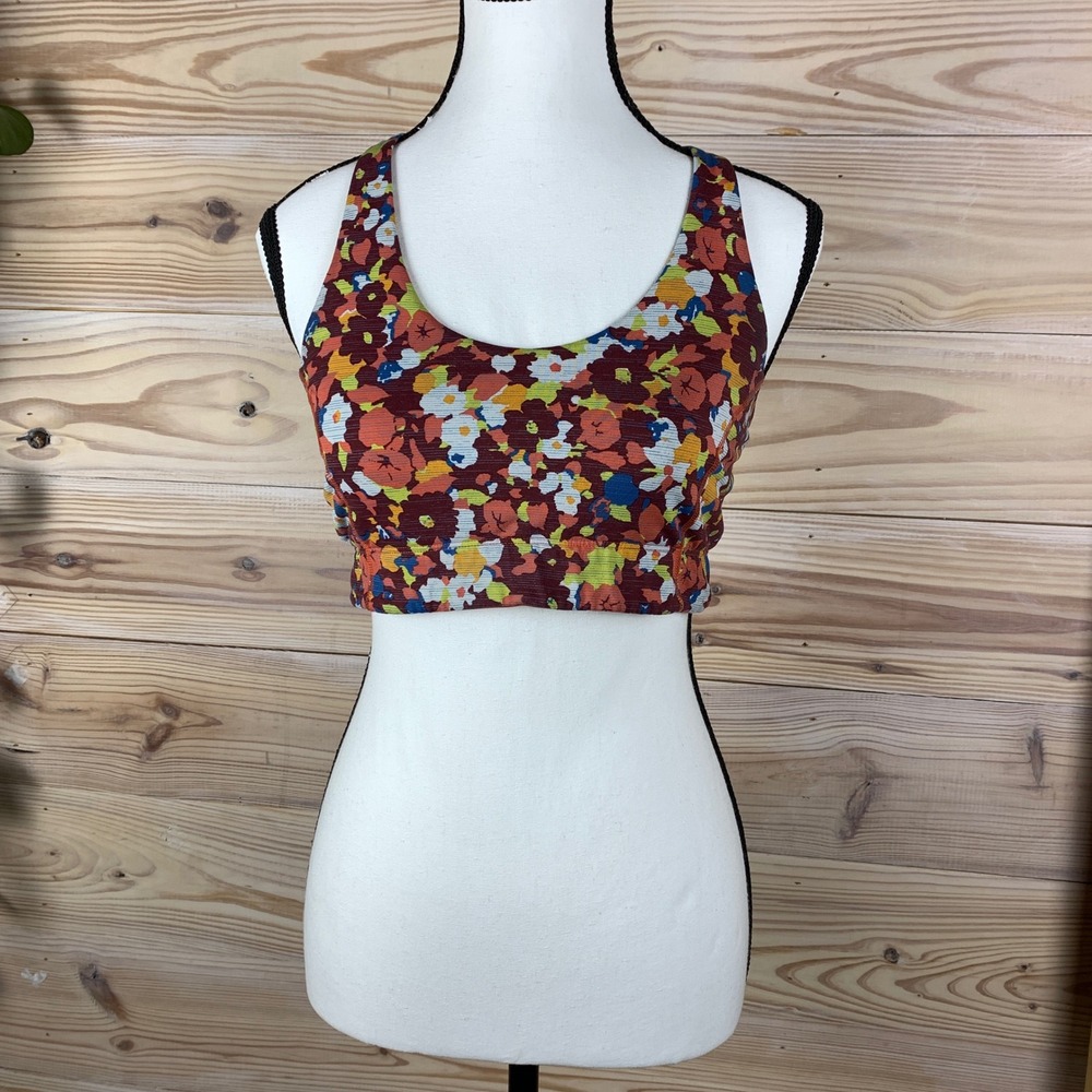 Outdoor Voices Sports Bra Womens Small Floral Racerback Mesh Activewear